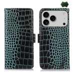 Eleganckie Skórzane Etui Pokrowiec do iPhone 18 Pro zielone