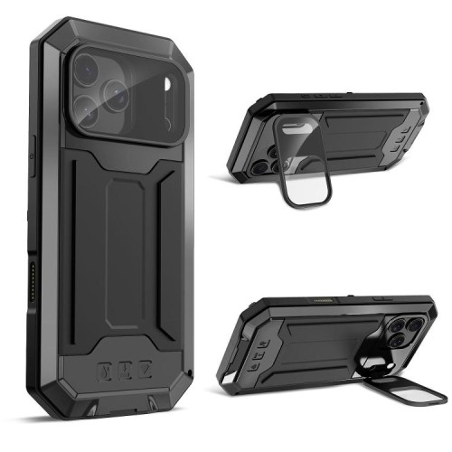 R-JUST Pancerne Etui Antywstrząsowe do iPhone 18 Pro czarne