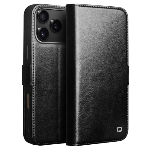 QIALINO Eleganckie Skórzane Etui Pokrowiec do iPhone 18 Pro czarny
