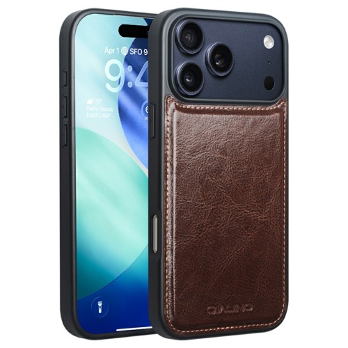 QIALINO Skórzane Etui Plecki do iPhone 18 Pro brązowe