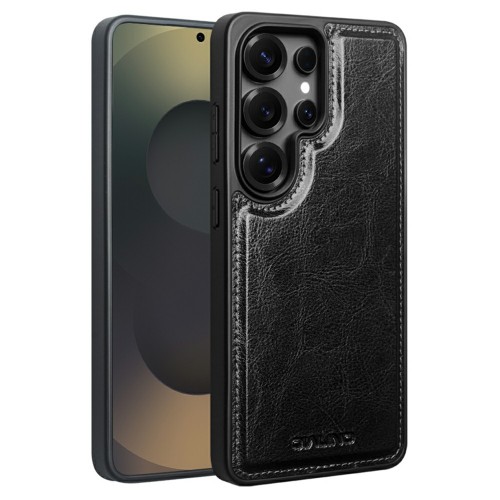 QIALINO Skórzane Etui Plecki do Samsung Galaxy S25 Ultra czarne