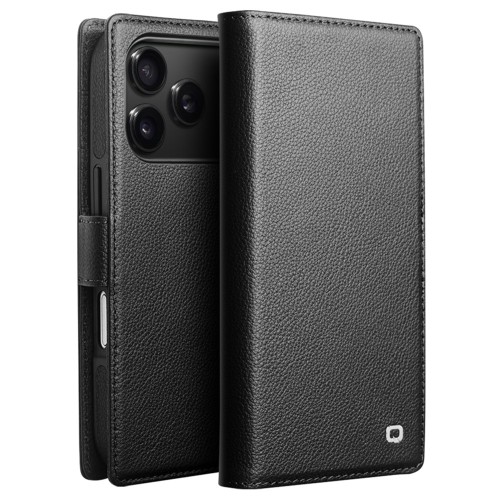 QIALINO Magnetyczne Eleganckie Skórzane Etui do iPhone 18 Pro Max czarne