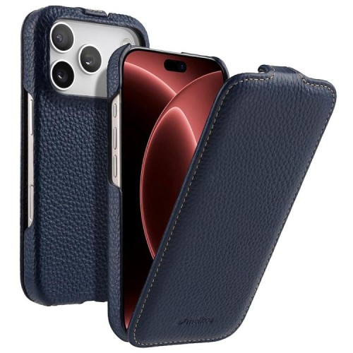MELKCO MagSafe Skórzane Etui Pionowe do iPhone 18 Pro granatowe