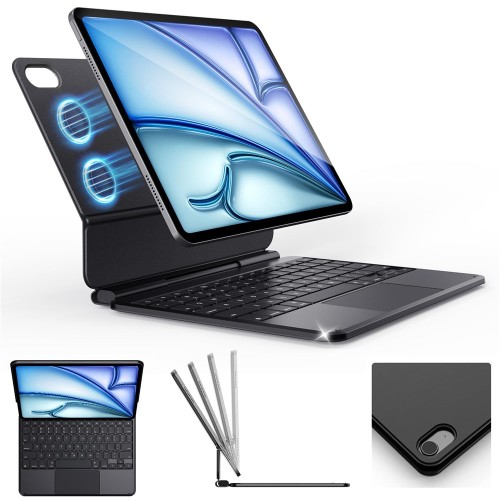 Czarna Aluminiowa Klawiatura Pokrowiec do iPad 10 2022 / iPad 2025