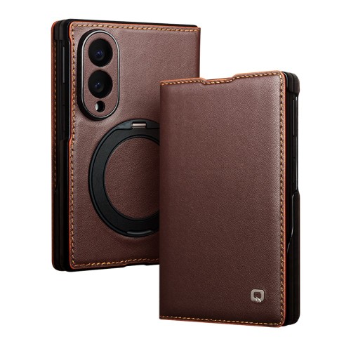 QIALINO Eleganckie Skórzane Etui MagSafe do Samsung Galaxy Z Fold8 brązowe