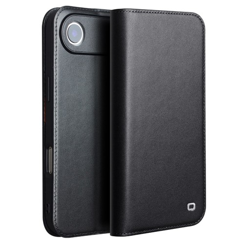 QIALINO Eleganckie Matowe Skórzane Etui do iPhone Air czarne
