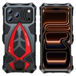 Pancerne Etui Obudowa LUPHIE do iPhone 18 Pro Max czarno-czerwona