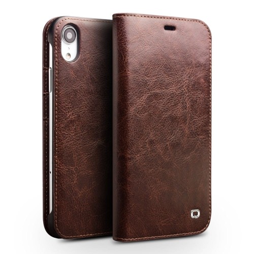 QIALINO Skórzane Etui Pokrowiec iPhone XR brązowy