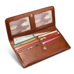 Skórzany Portfel ICARER iPhone Samsung HTC Huawei brązowy ciemny