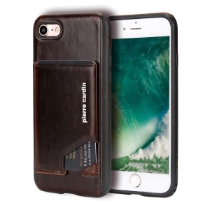 Skórzane Etui Plecki PIERRE CARDIN iPhone 8 czekoladowe