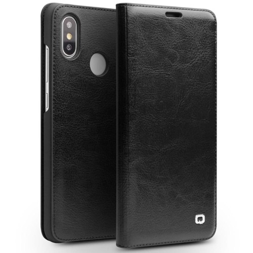 QIALINO Skórzane Eleganckie Etui do Xiaomi Mi 8 czarne