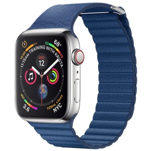 QIALINO Skórzany pasek loop do Apple Watch 42/44mm granatowy