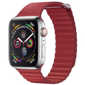 QIALINO Skórzany Pasek Loop do Apple Watch 38mm / 40mm czerwony