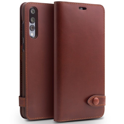 QIALINO Eleganckie Skórzane Etui Huawei P20 Pro brązowe