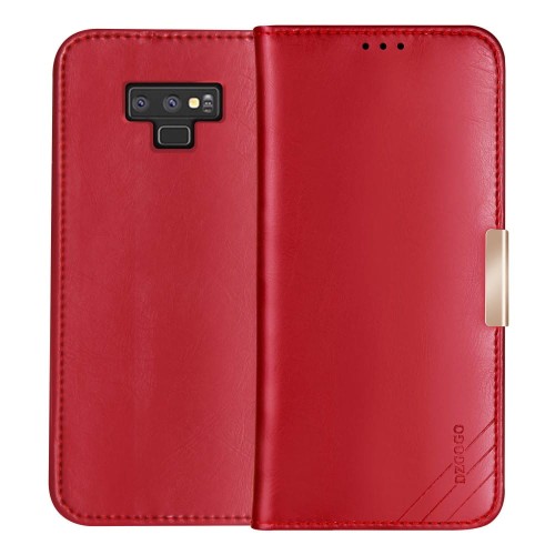 Klasyczne skórzne etui z klapką DZGOGO Royale II do Galaxy Note 9 - czerwone