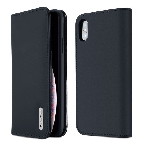 Dux Ducis Skórzane Etui Pokrowiec do iPhone XS Max granatowy