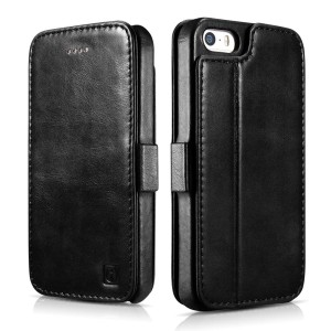 Skórzane Etui Pokrowiec ICARER iPhone 5 5S SE czarne