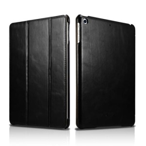 ICARER Skórzany Pokrowiec Etui iPad 9.7 2017 czarny