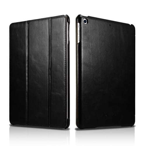 ICARER Skórzany Pokrowiec Etui iPad 9.7 2017 czarny