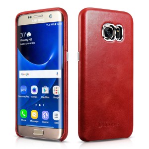 Skórzane Etui ICARER Samsung Galaxy S7 Edge czerwone