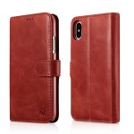 Skórzany Portfel Etui iCARER iPhone X (TEN) czerwony