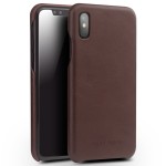 Skórzane Etui Plecki QIALINO iPhone X 10 brązowe ciemne