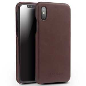 Skórzane Etui Plecki QIALINO iPhone X 10 brązowe ciemne