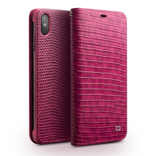 QIALINO Skórzane Etui Pokrowiec iPhone XS Max różowe