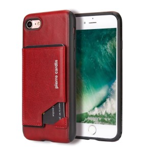 Skórzane Etui Plecki PIERRE CARDIN iPhone 8 czerwone