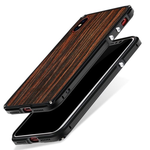 Aluminiowa ramka z drewnianymi pleckami do iPhone X