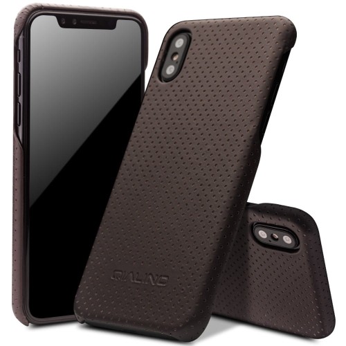 Etui QIALINO iPhone X brązowe