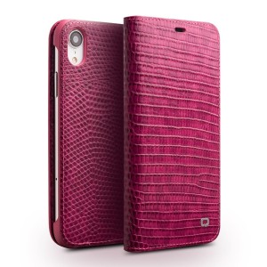 QIALINO Skórzane Etui Pokrowiec  iPhone XR różowe