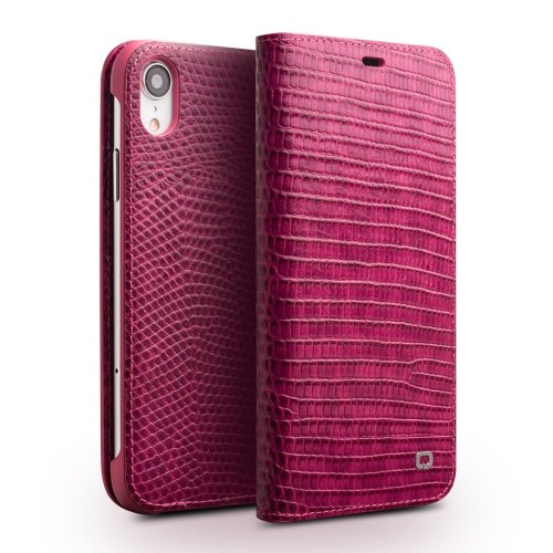 QIALINO Skórzane Etui Pokrowiec iPhone XR różowe