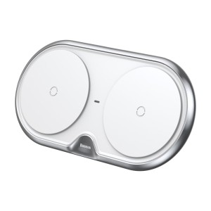 BASEUS szybka ładowarka bezprzewodowa Qi na dwa telefony - biała