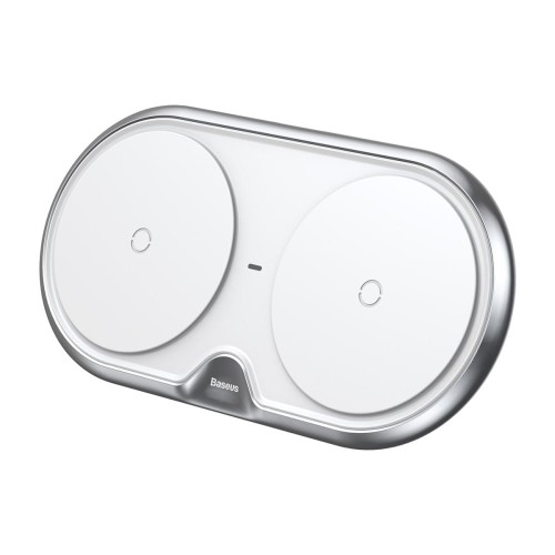 BASEUS szybka ładowarka bezprzewodowa Qi na dwa telefony - biała