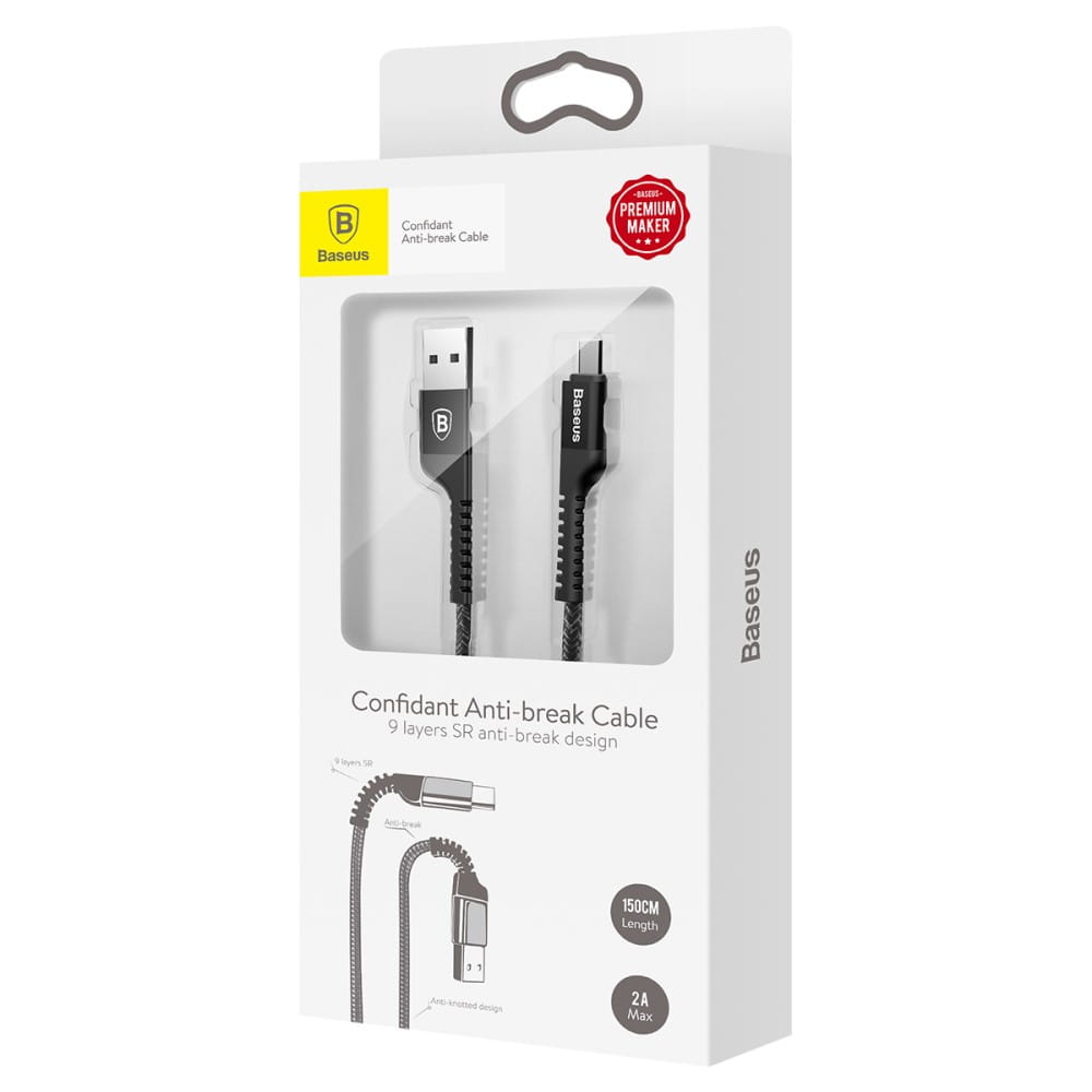 Kabel BASEUS 1.5m Typ-C USB ładowanie, przesył danych - czarny
